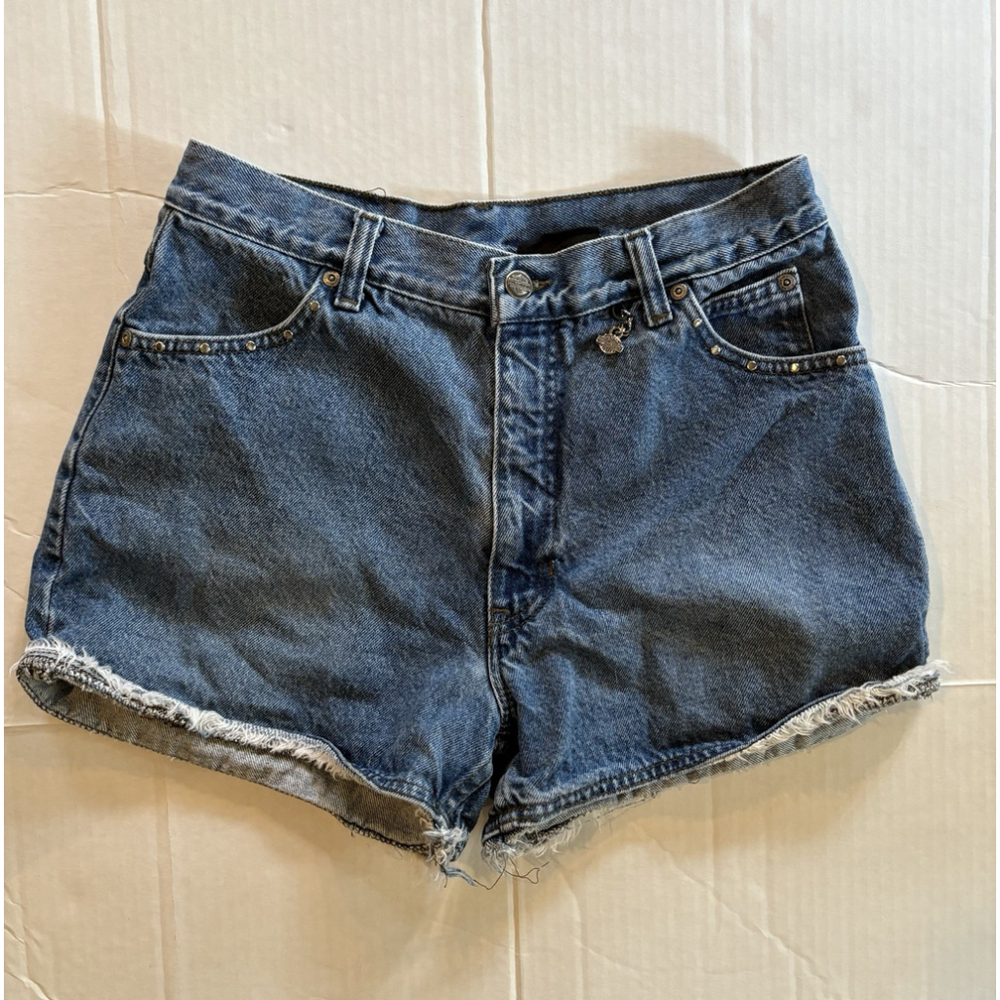 Harley Davidson Shorts Womens Blue Motorcycle Denim Biker Raw Hem Charm Small/M
